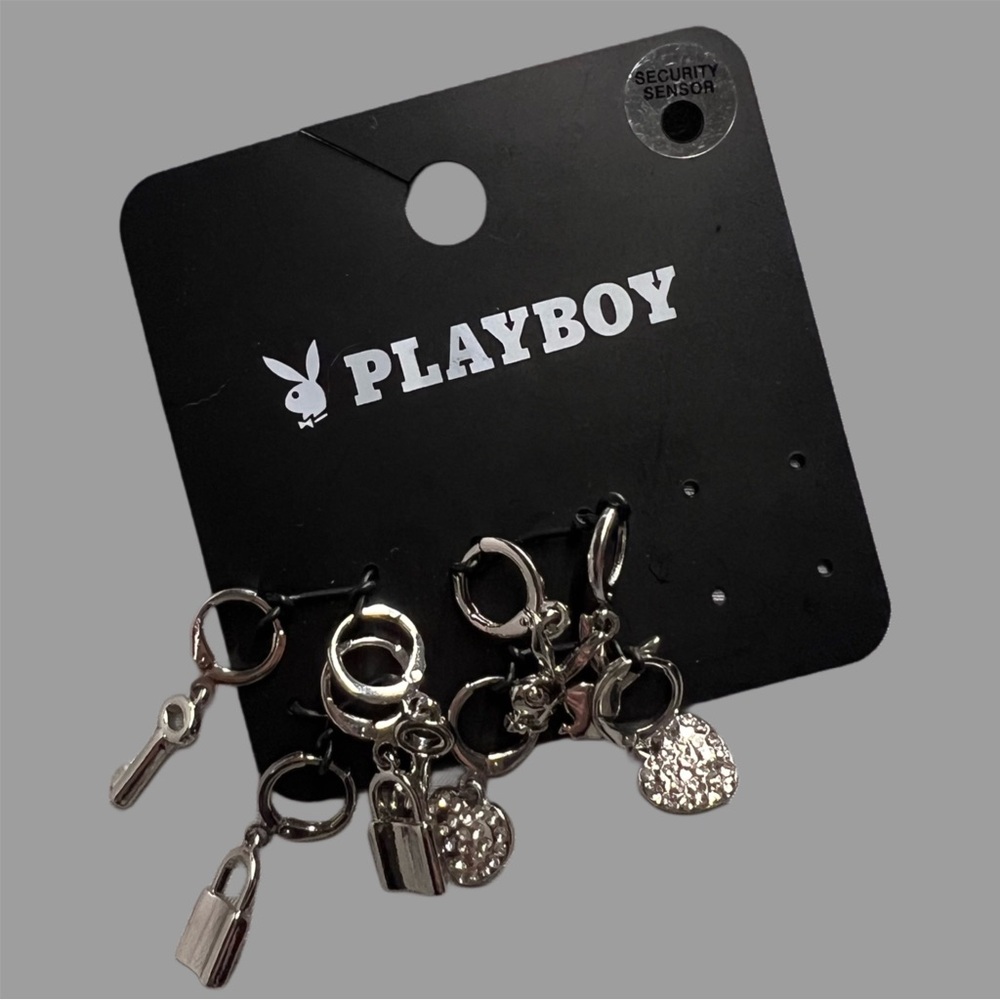 PLAYBOY Silver Charm Earring Set